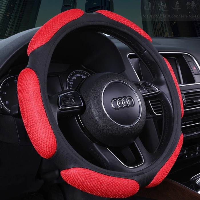 Capa de volante 3D sanduíche antiderrapante e absorvente de suor para carros